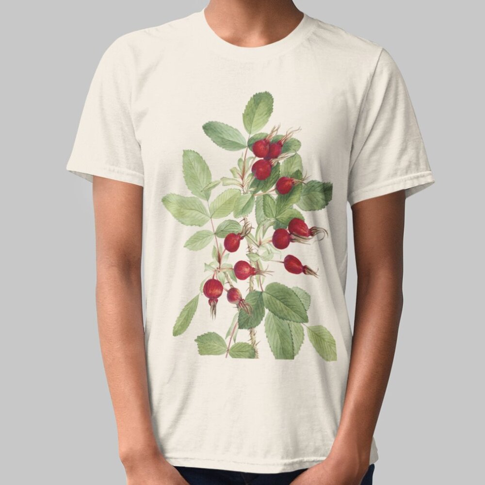 Wild Prickly Rose VTG Botanical Print Short Sleeve Graphic Tee T-shirt S M L XL